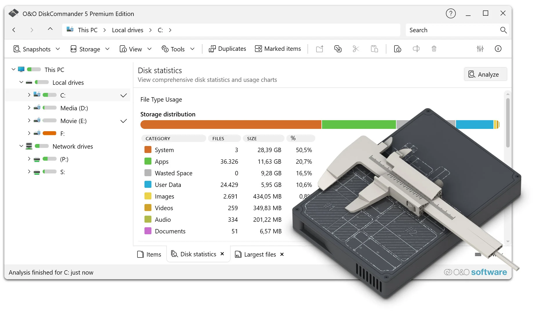 O&O DiskCommander 5 - Disk Analysis & Backup Testing
